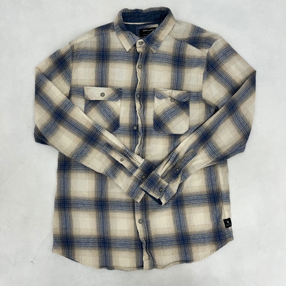 Ocean Current Mens Size L Button‎ Up Shirt Multicolor Plaid Flannel Outdoor